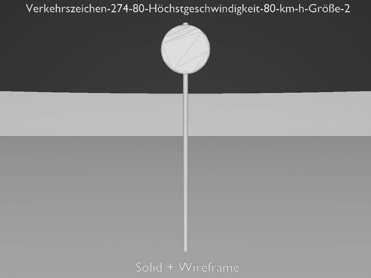 Traffic sign 274-80 Speed limit 80 km h Size-2 Low-poly 3D model_12