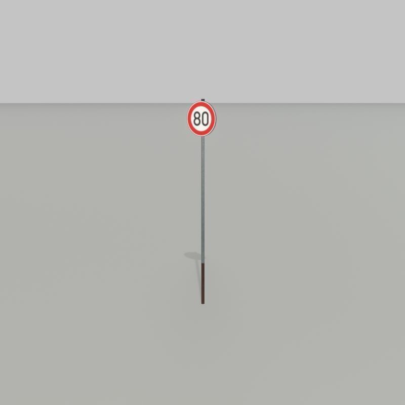 Traffic sign 274-80 Speed limit 80 km h Size-2 Low-poly 3D model_34