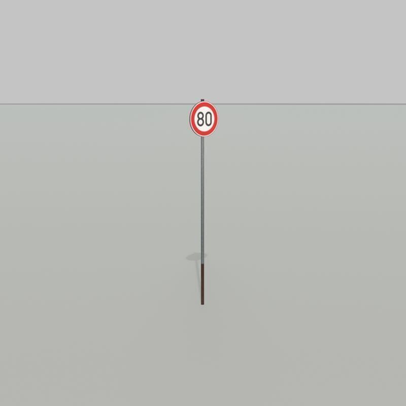 Traffic sign 274-80 Speed limit 80 km h Size-2 Low-poly 3D model_31