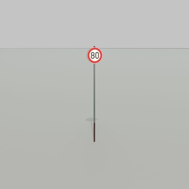 Traffic sign 274-80 Speed limit 80 km h Size-2 Low-poly 3D model_33