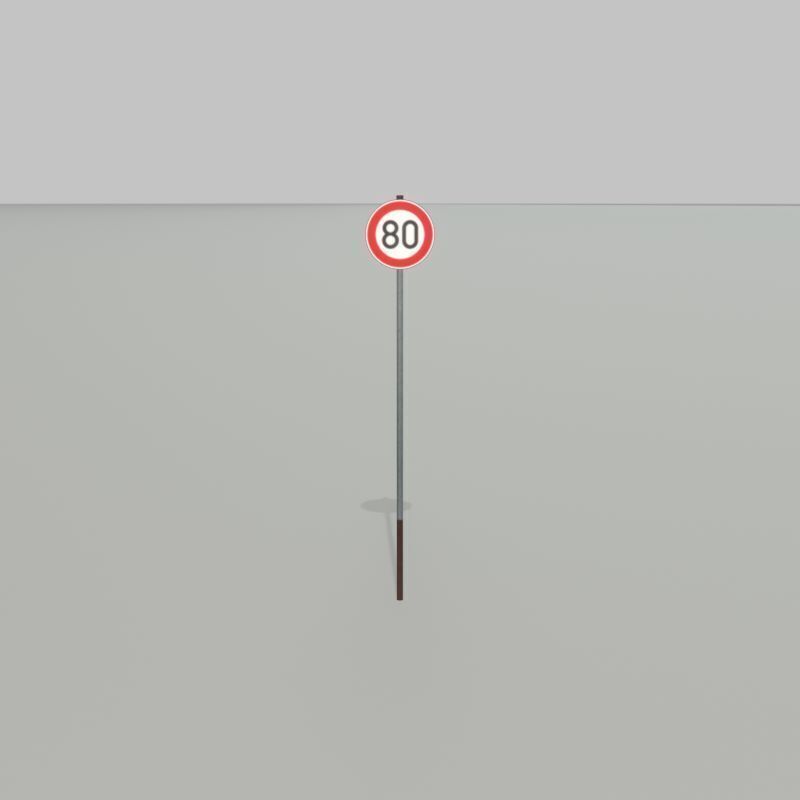 Traffic sign 274-80 Speed limit 80 km h Size-2 Low-poly 3D model_21