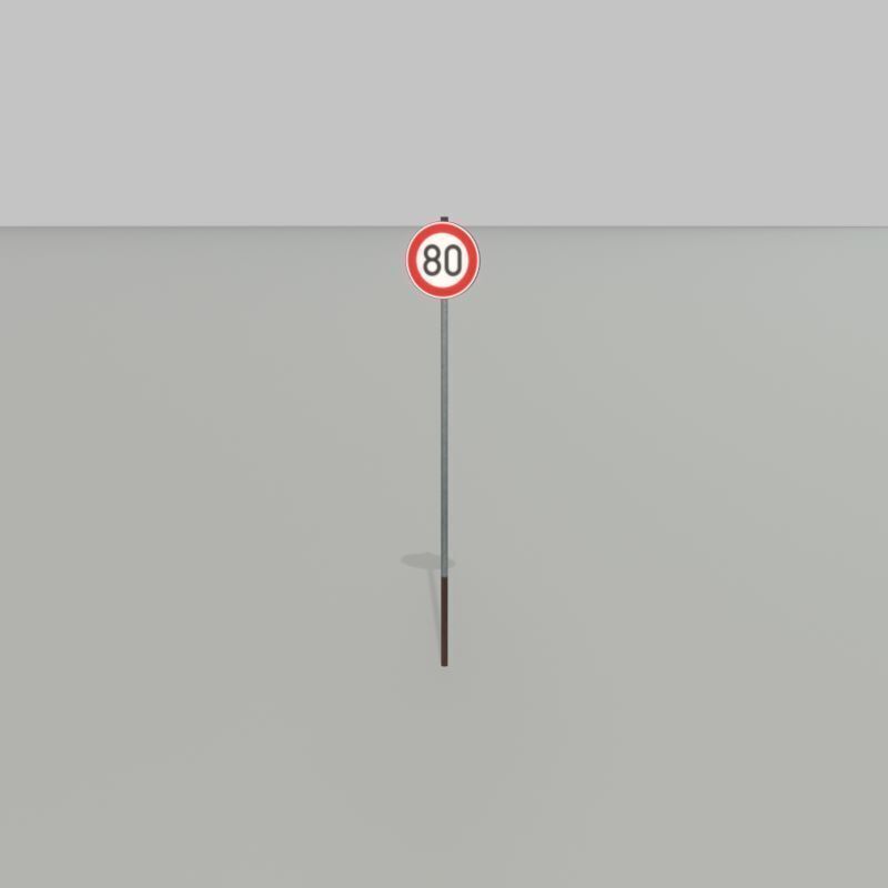 Traffic sign 274-80 Speed limit 80 km h Size-2 Low-poly 3D model_32