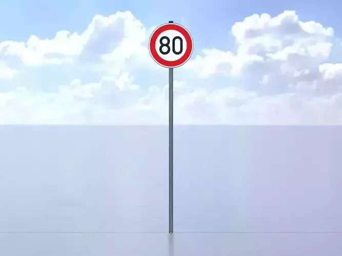 Traffic sign 274-80 Speed limit 80 km h Size-2 Low-poly 3D model