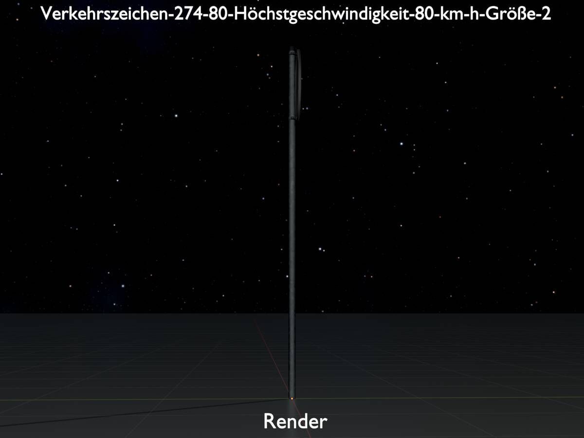 Traffic sign 274-80 Speed limit 80 km h Size-2 Low-poly 3D model_16