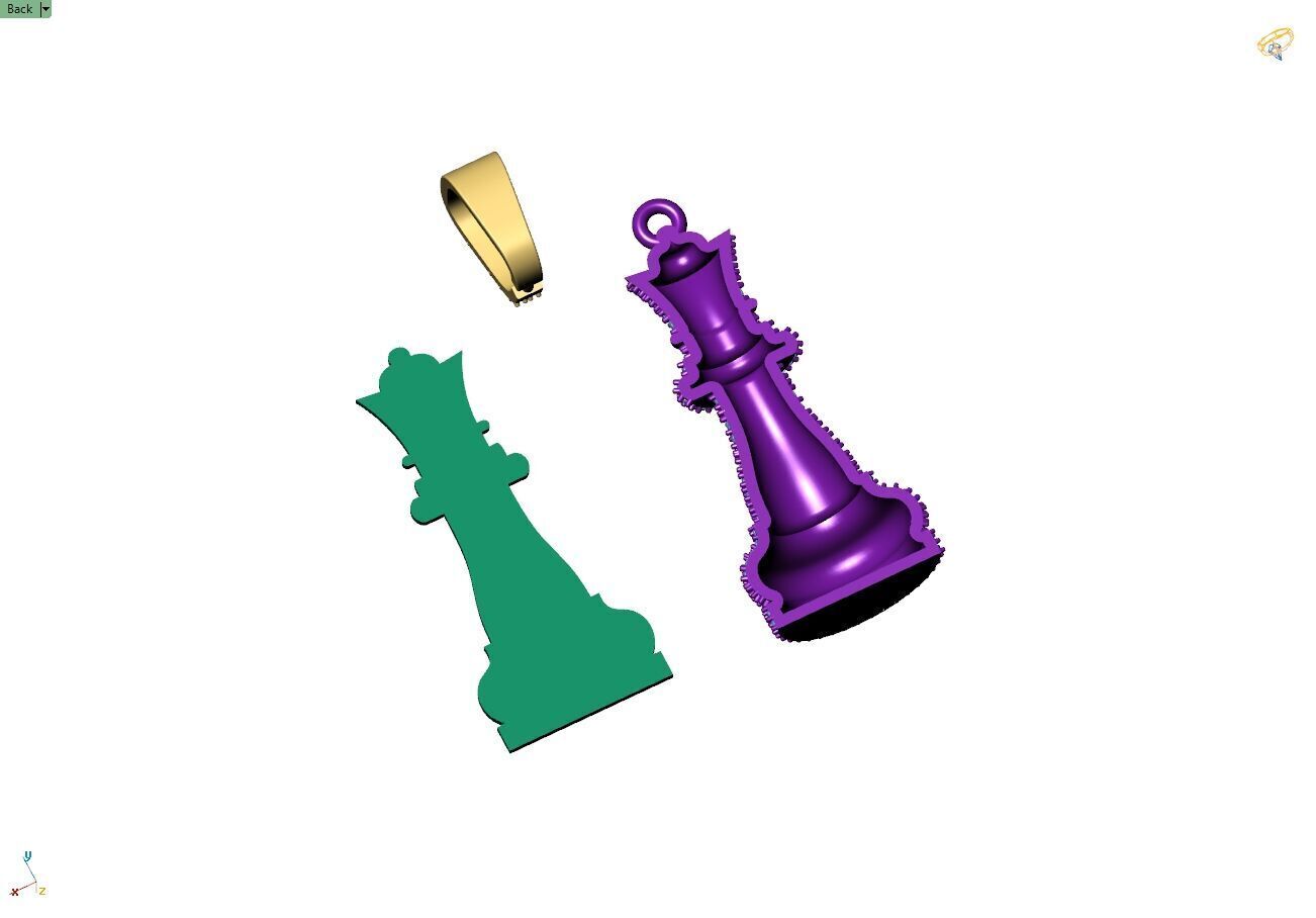 Custom 3D Queen Chess Pendant - Queen Diamond Necklace 3D print model_12