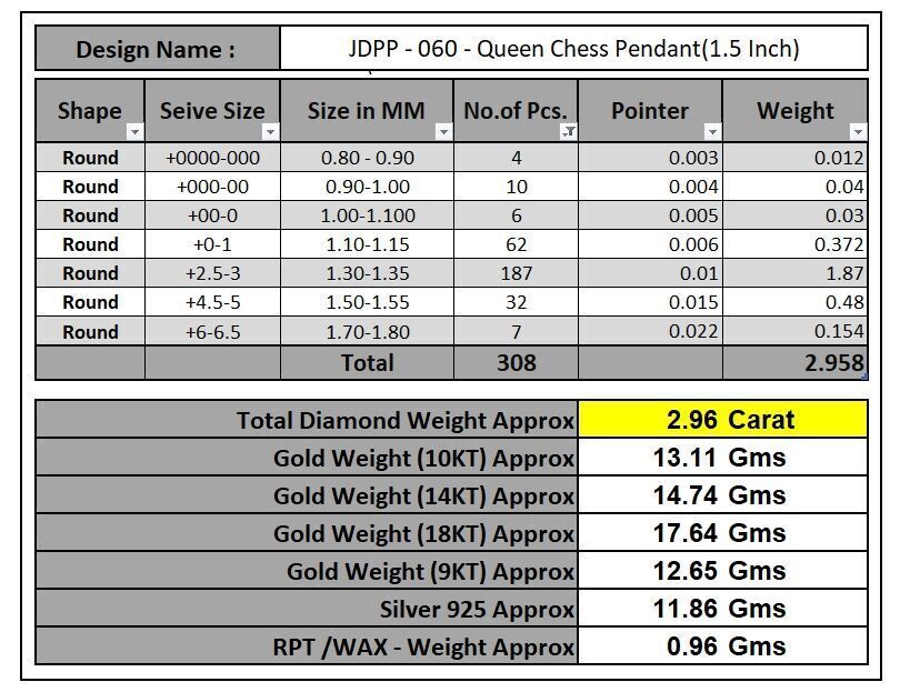 Custom 3D Queen Chess Pendant - Queen Diamond Necklace 3D print model_17