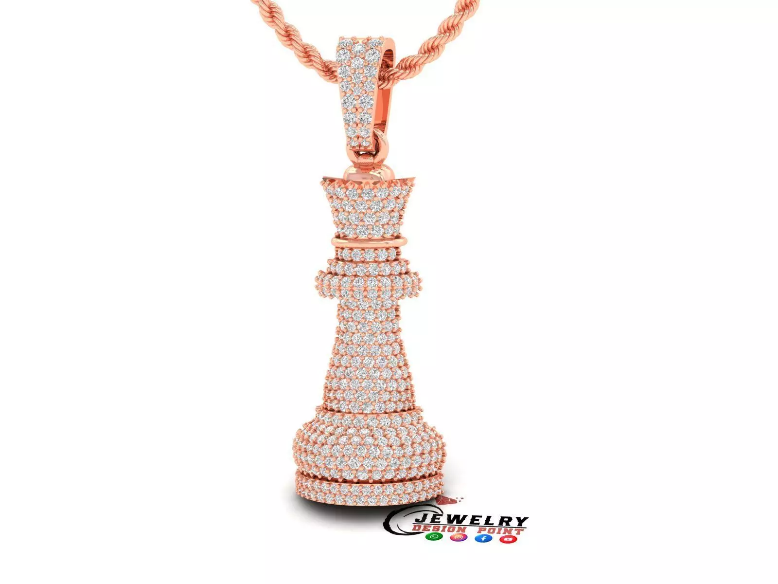 Custom 3D Queen Chess Pendant - Queen Diamond Necklace 3D print model_0