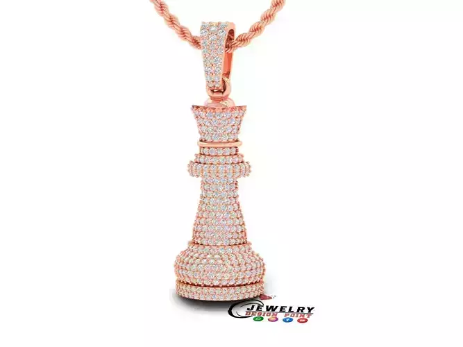 Custom 3D Queen Chess Pendant - Queen Diamond Necklace