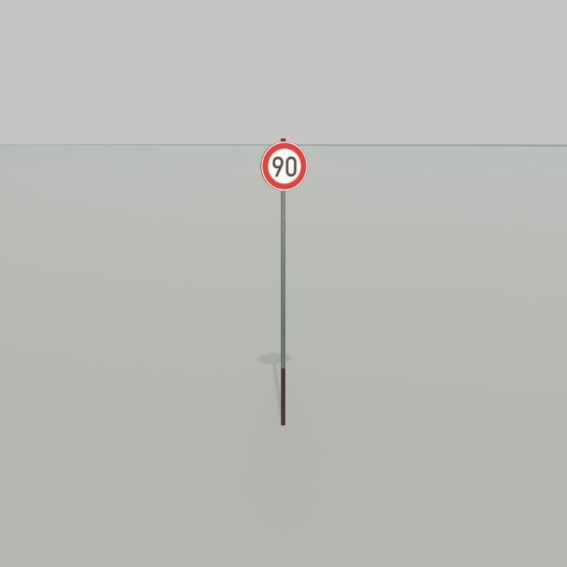 Traffic sign 274-90 Speed limit 90 km h Size-2 Low-poly 3D model_33