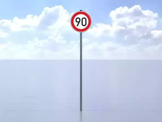 Traffic sign 274-90 Speed limit 90 km h Size-2 Low-poly 3D model