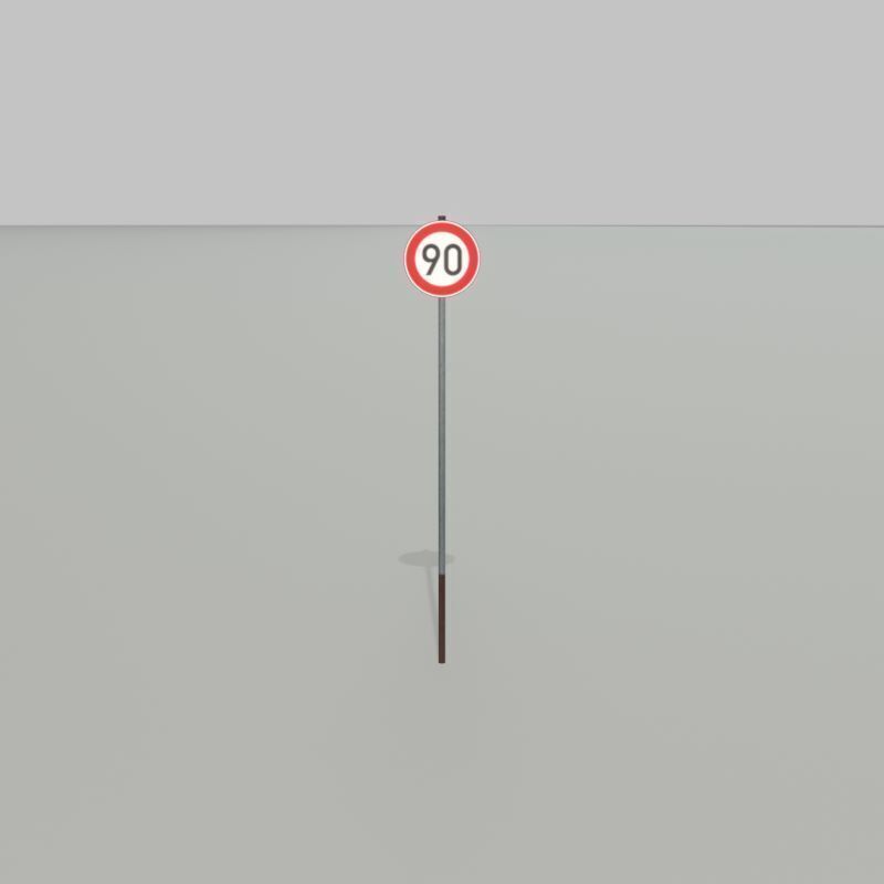Traffic sign 274-90 Speed limit 90 km h Size-2 Low-poly 3D model_21