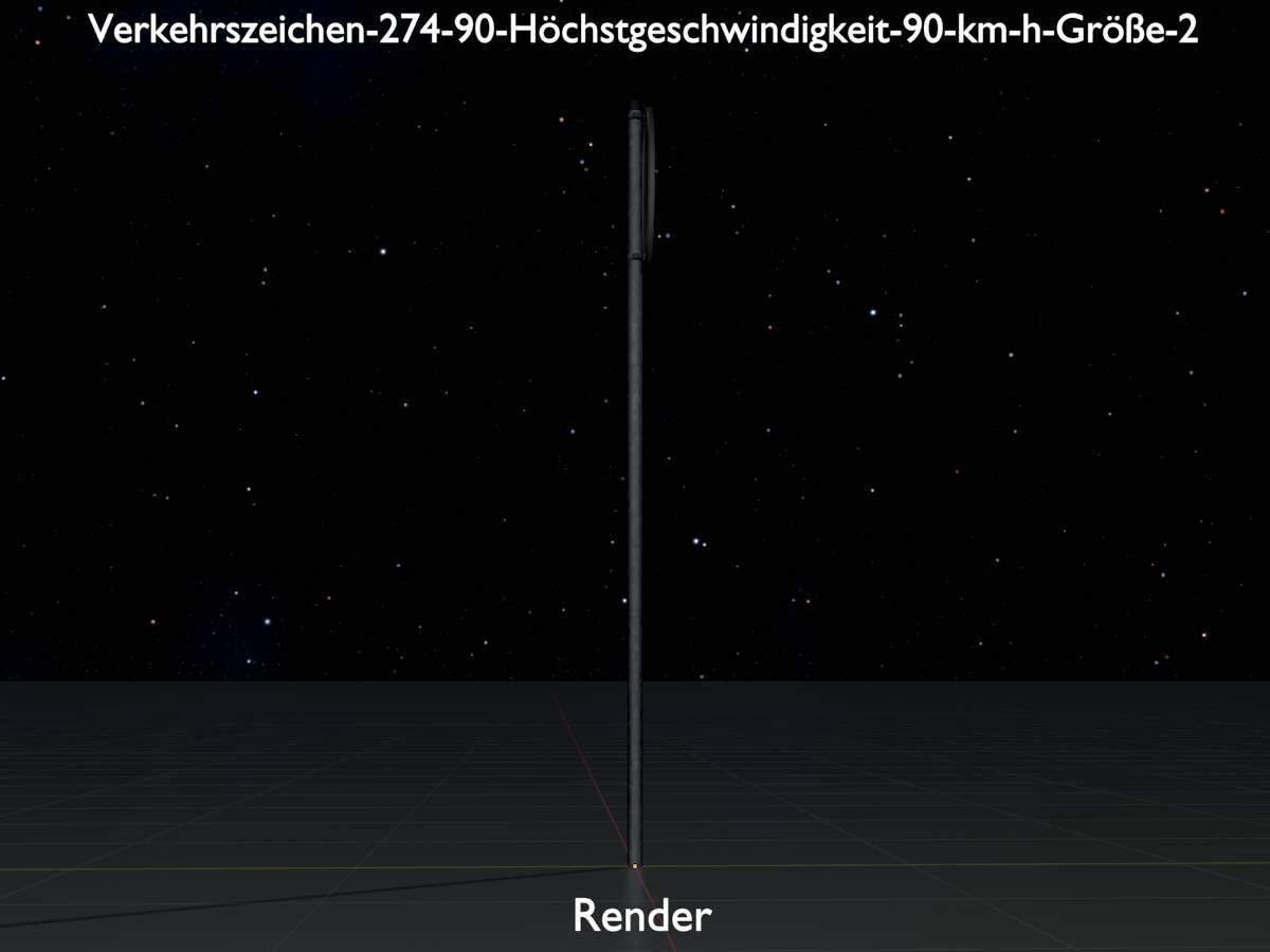 Traffic sign 274-90 Speed limit 90 km h Size-2 Low-poly 3D model_16