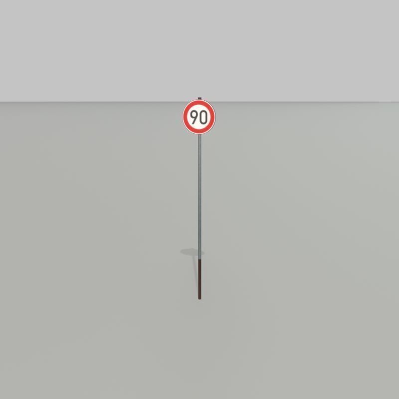 Traffic sign 274-90 Speed limit 90 km h Size-2 Low-poly 3D model_32