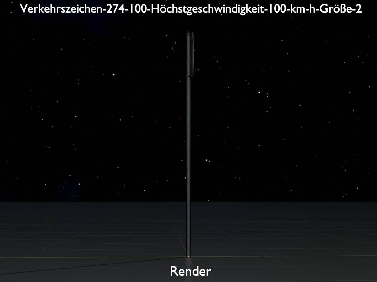 Traffic sign 274-100 Speed limit 100 km h Size-2 Low-poly 3D model_16