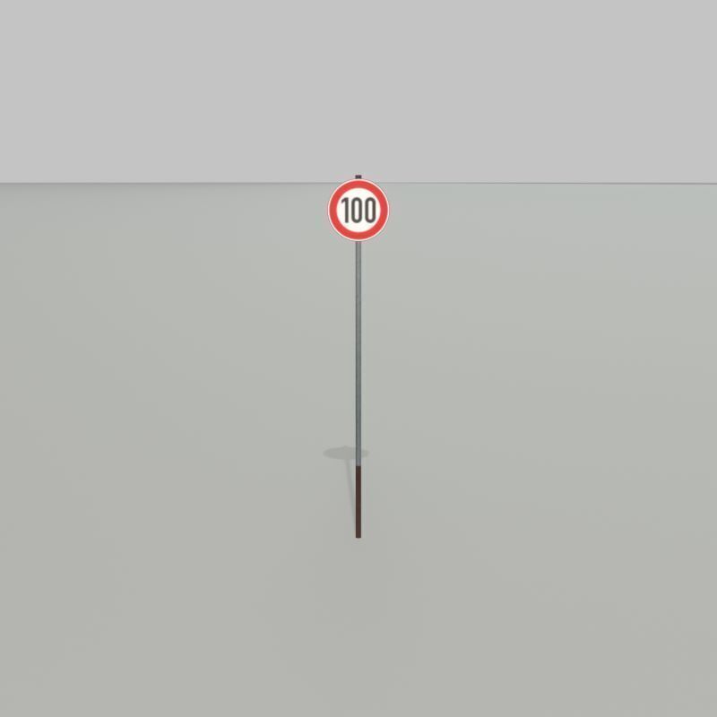 Traffic sign 274-100 Speed limit 100 km h Size-2 Low-poly 3D model_21