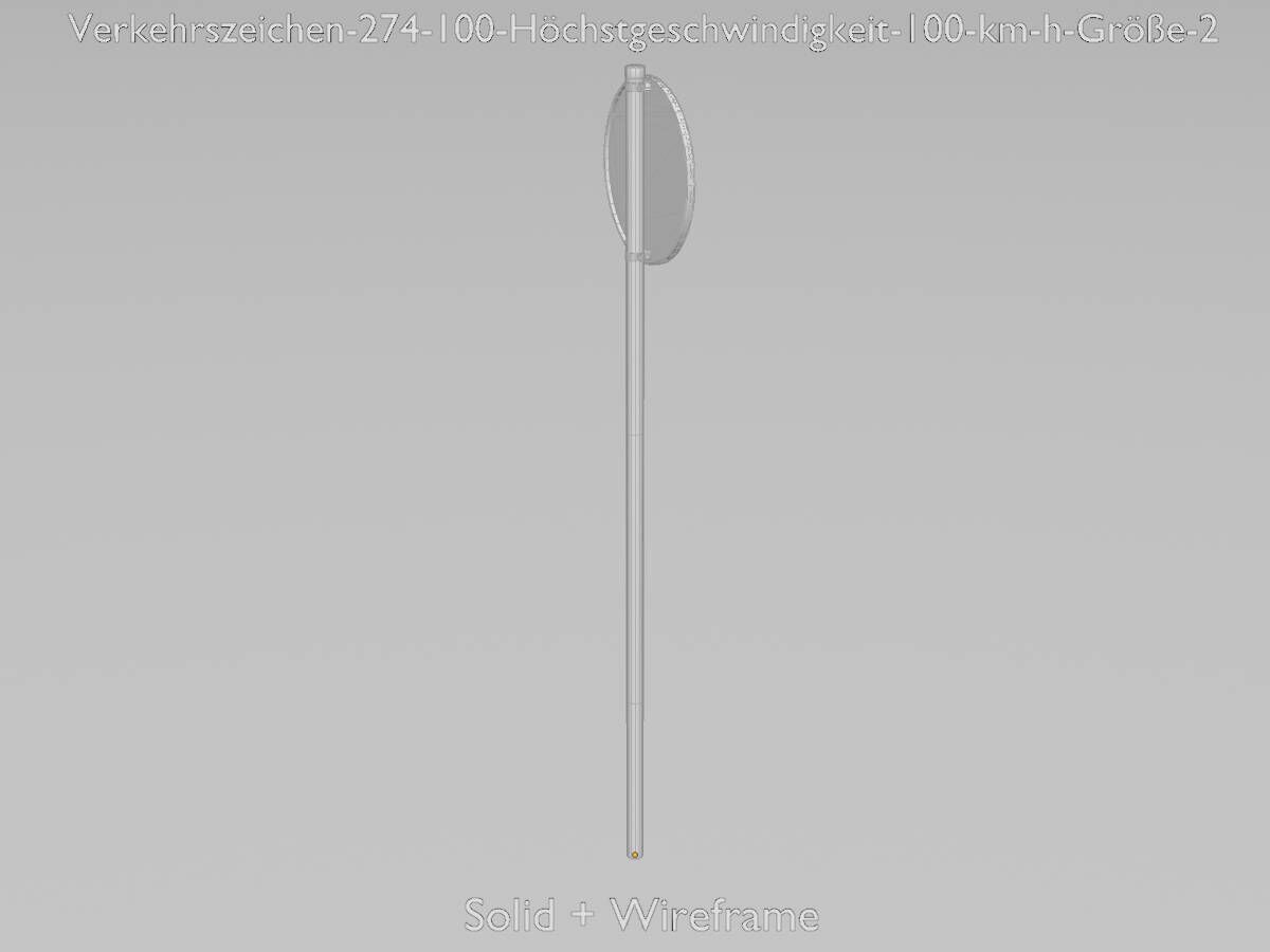 Traffic sign 274-100 Speed limit 100 km h Size-2 Low-poly 3D model_11