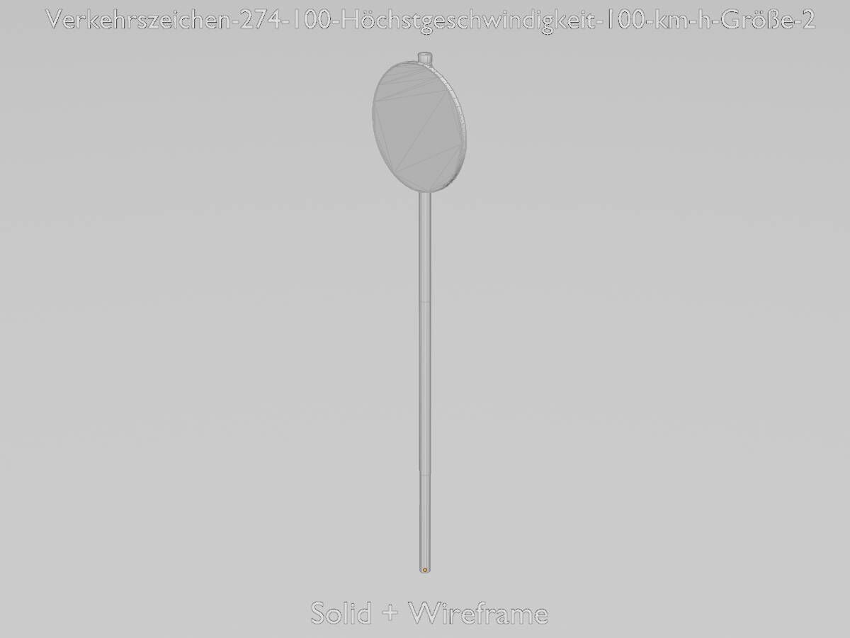 Traffic sign 274-100 Speed limit 100 km h Size-2 Low-poly 3D model_9