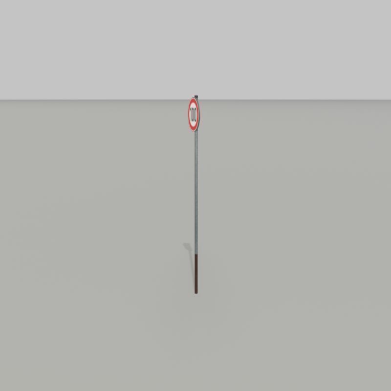 Traffic sign 274-100 Speed limit 100 km h Size-2 Low-poly 3D model_36