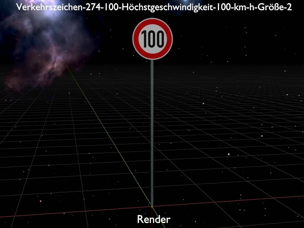 Traffic sign 274-100 Speed limit 100 km h Size-2 Low-poly 3D model_17
