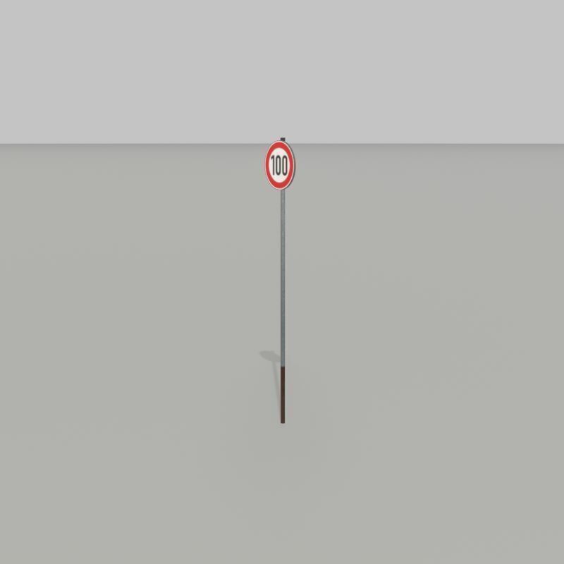 Traffic sign 274-100 Speed limit 100 km h Size-2 Low-poly 3D model_35