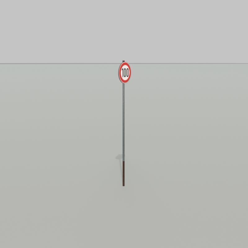 Traffic sign 274-100 Speed limit 100 km h Size-2 Low-poly 3D model_30