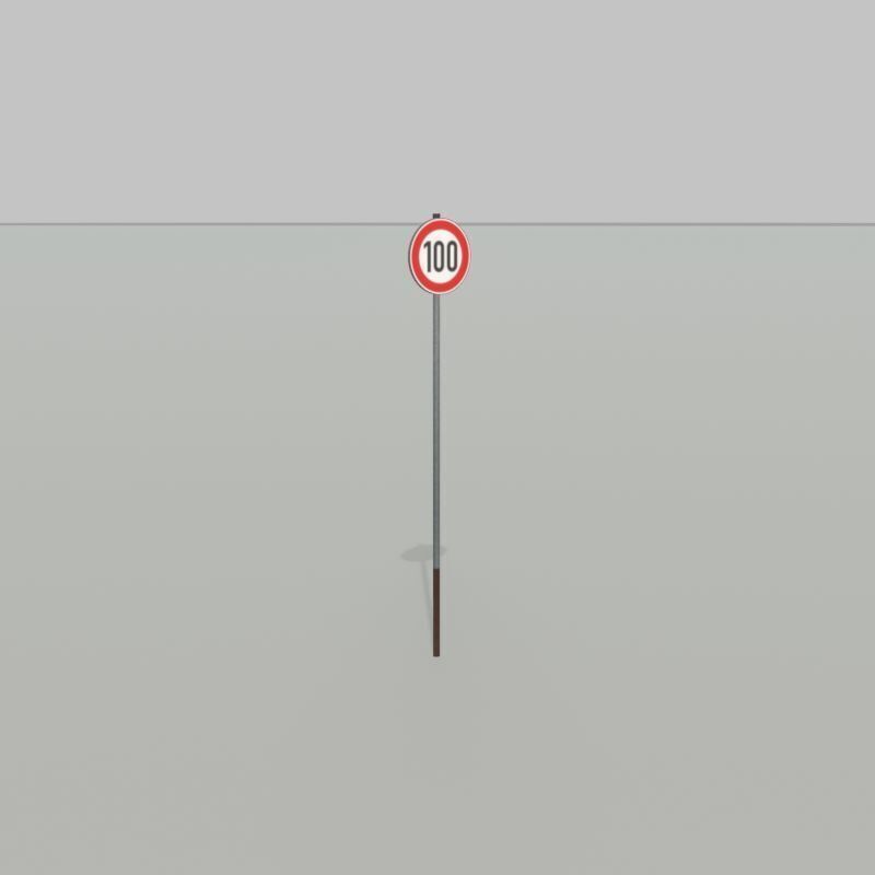 Traffic sign 274-100 Speed limit 100 km h Size-2 Low-poly 3D model_31