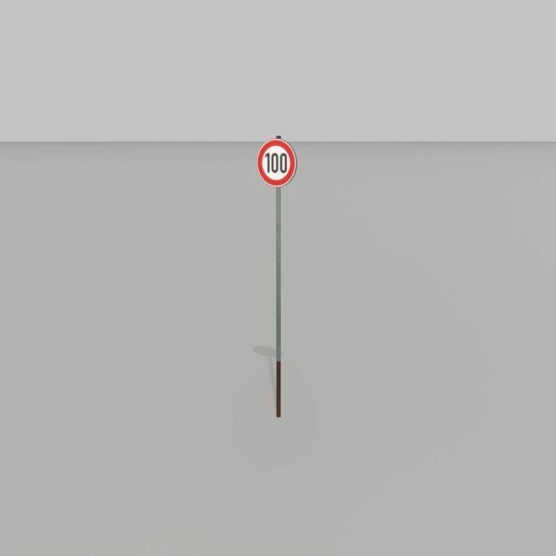 Traffic sign 274-100 Speed limit 100 km h Size-2 Low-poly 3D model_34