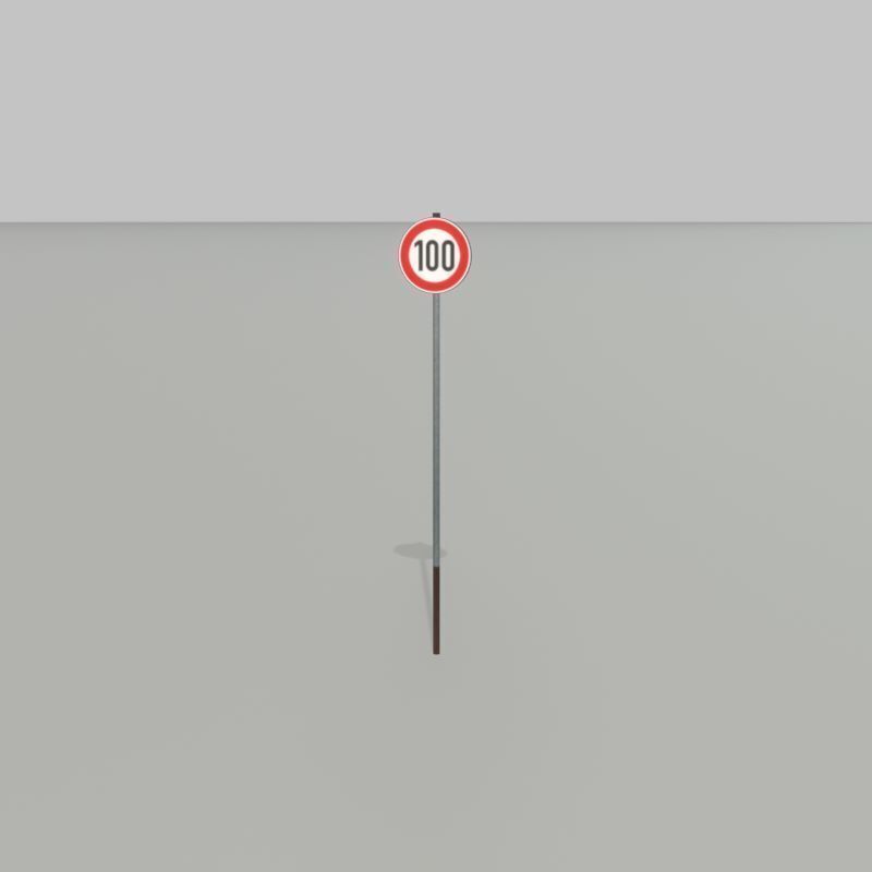 Traffic sign 274-100 Speed limit 100 km h Size-2 Low-poly 3D model_32