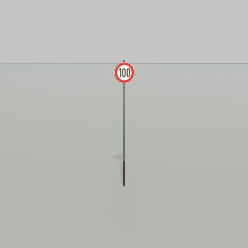 Traffic sign 274-100 Speed limit 100 km h Size-2 Low-poly 3D model_33