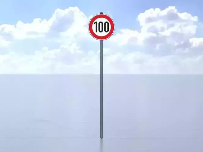 Traffic sign 274-100 Speed limit 100 km h Size-2 Low-poly 3D model