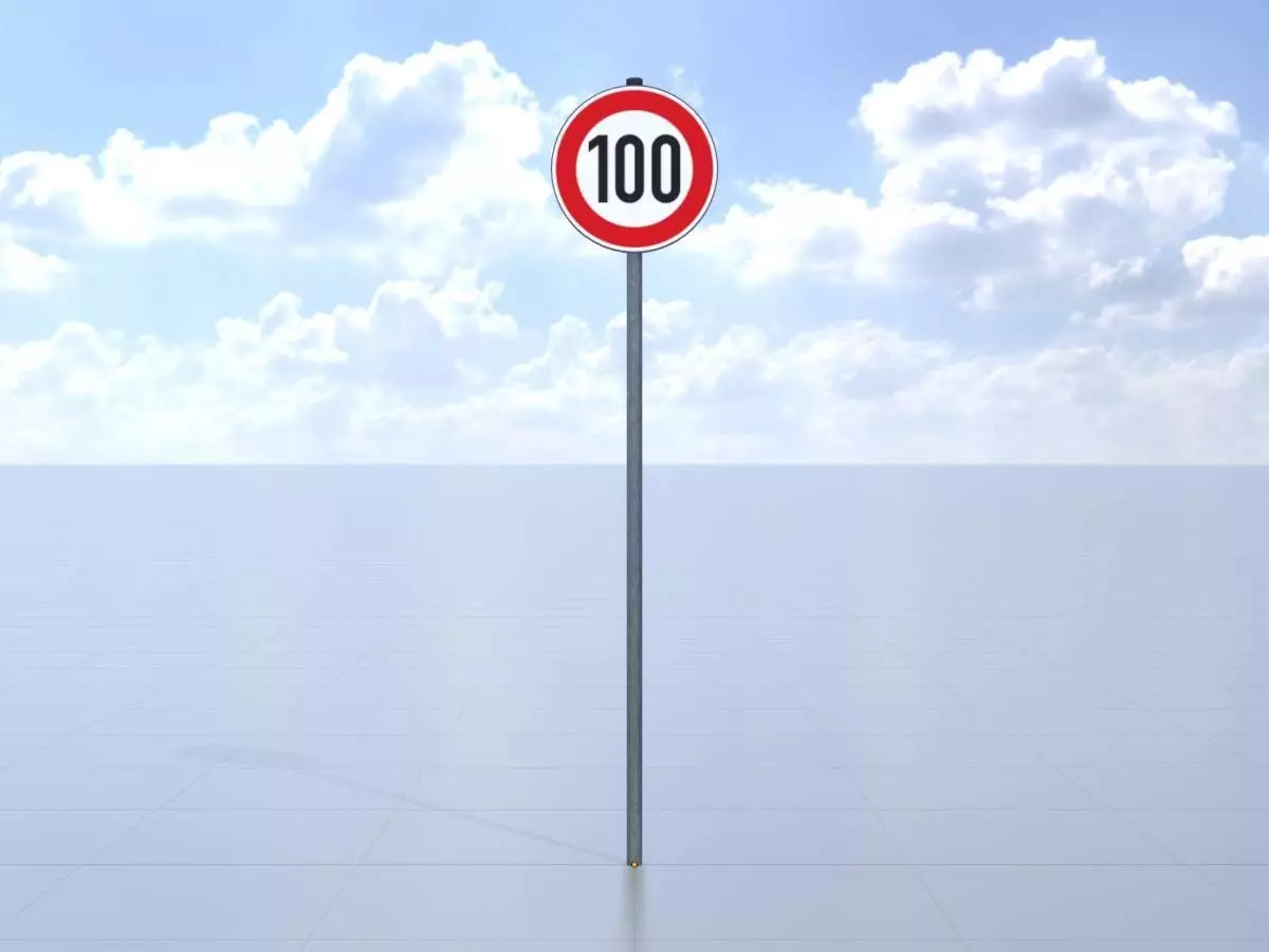 Traffic sign 274-100 Speed limit 100 km h Size-2 Low-poly 3D model_0