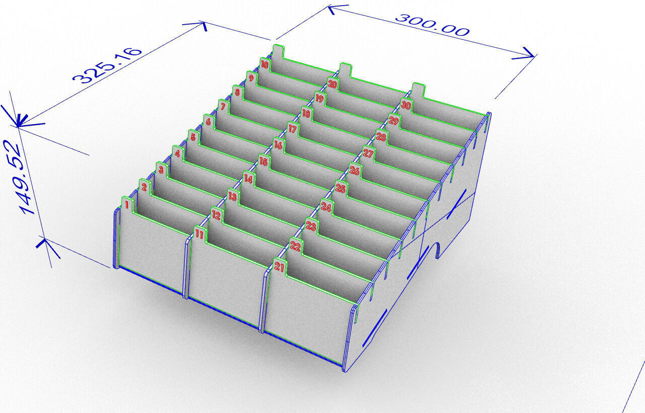 Multi Cell Phone Rack 30 Laser Cut  3D print model_3