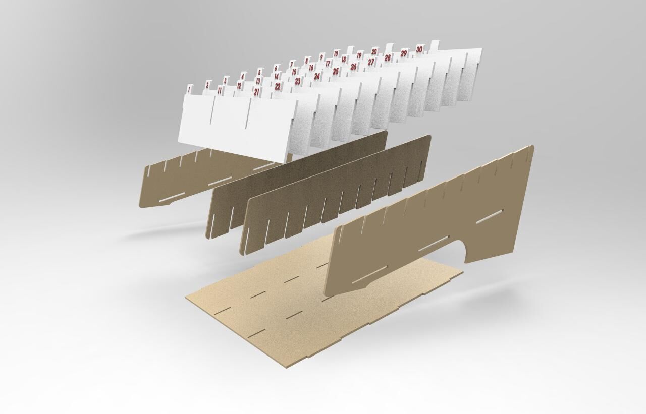Multi Cell Phone Rack 30 Laser Cut  3D print model_2