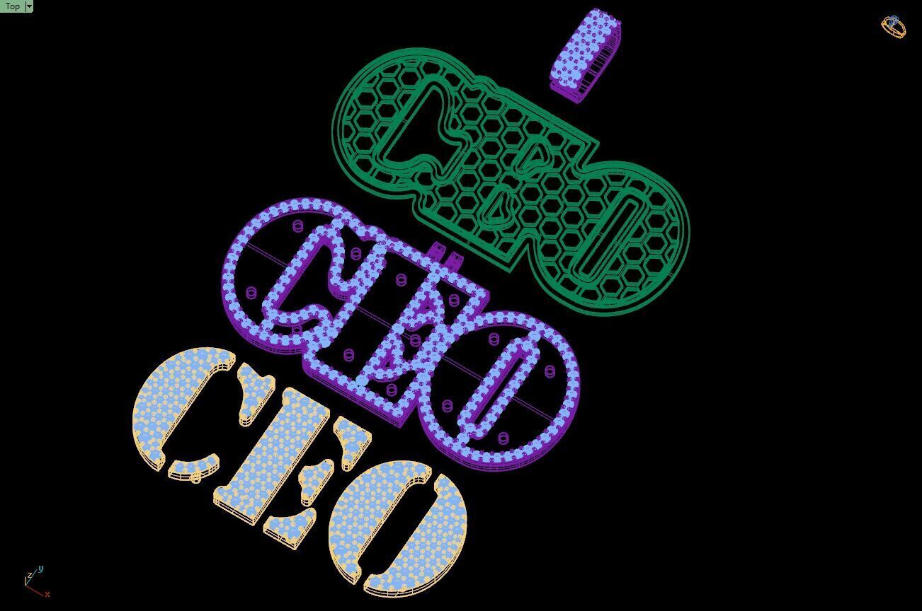 Custom CEO Name Double Layer Diamond Pendant - C E O Necklace 3D print model_15