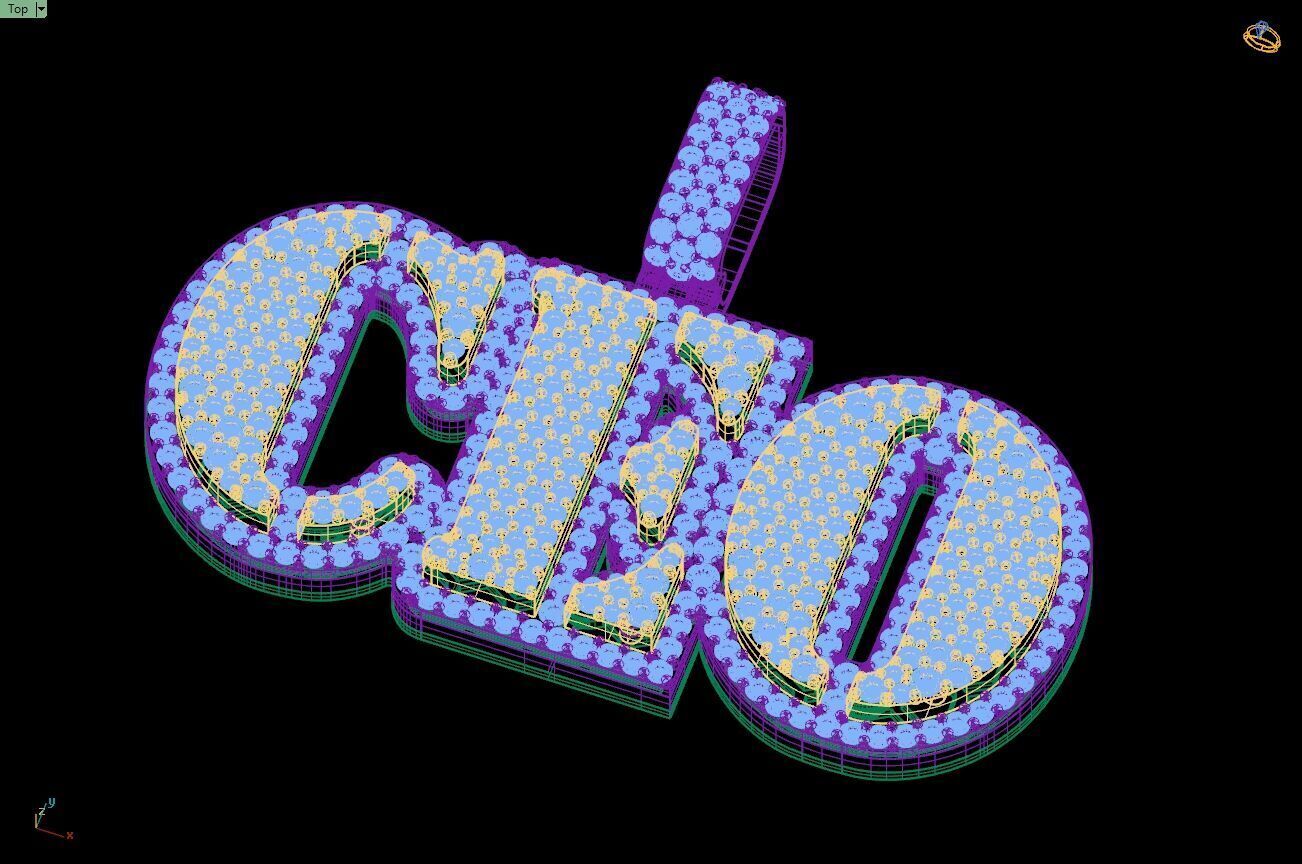 Custom CEO Name Double Layer Diamond Pendant - C E O Necklace 3D print model_13