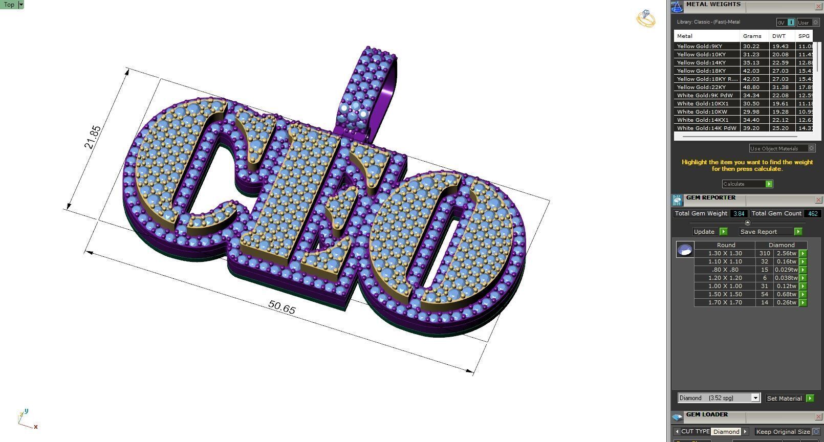 Custom CEO Name Double Layer Diamond Pendant - C E O Necklace 3D print model_6