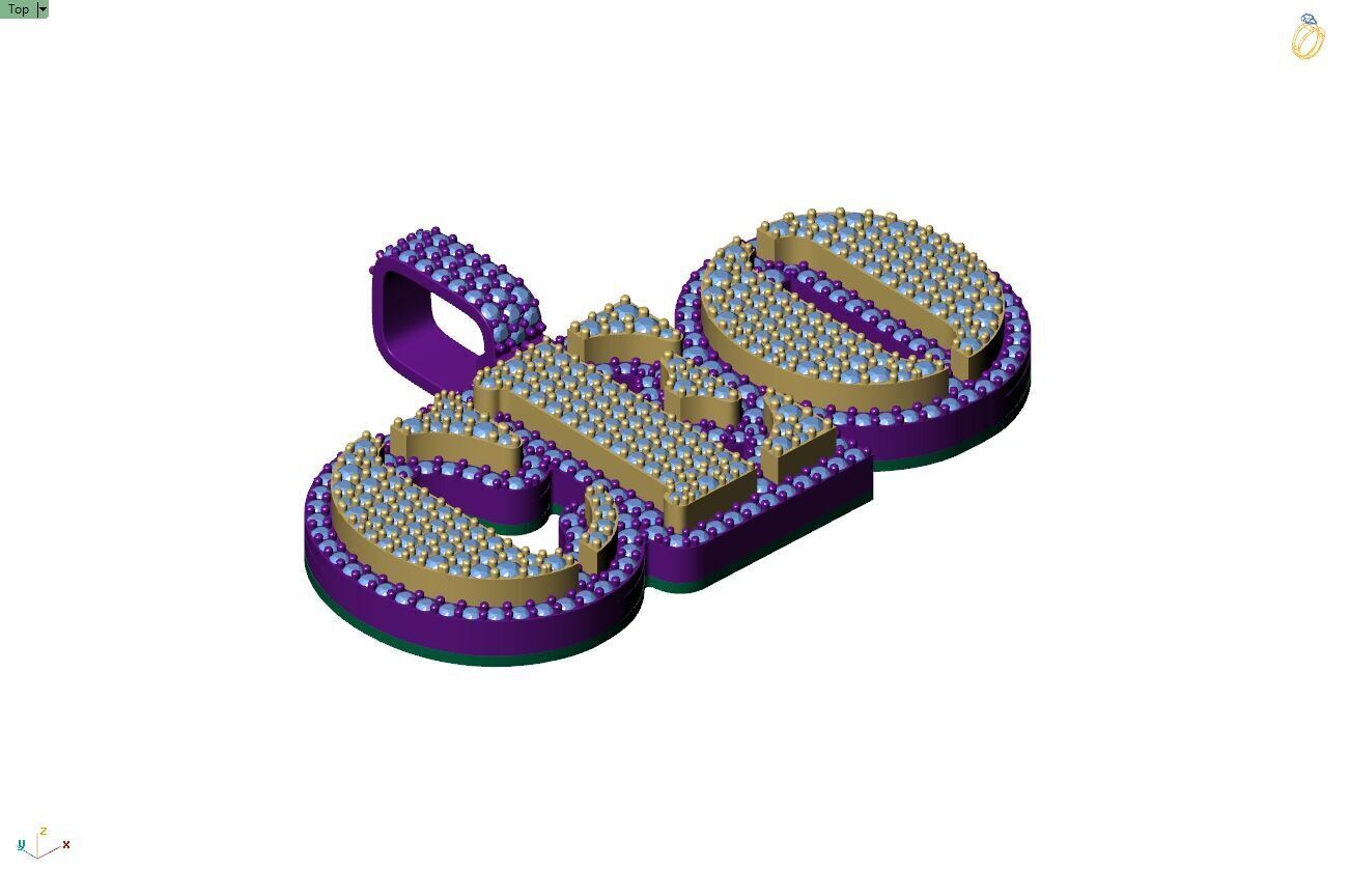 Custom CEO Name Double Layer Diamond Pendant - C E O Necklace 3D print model_7