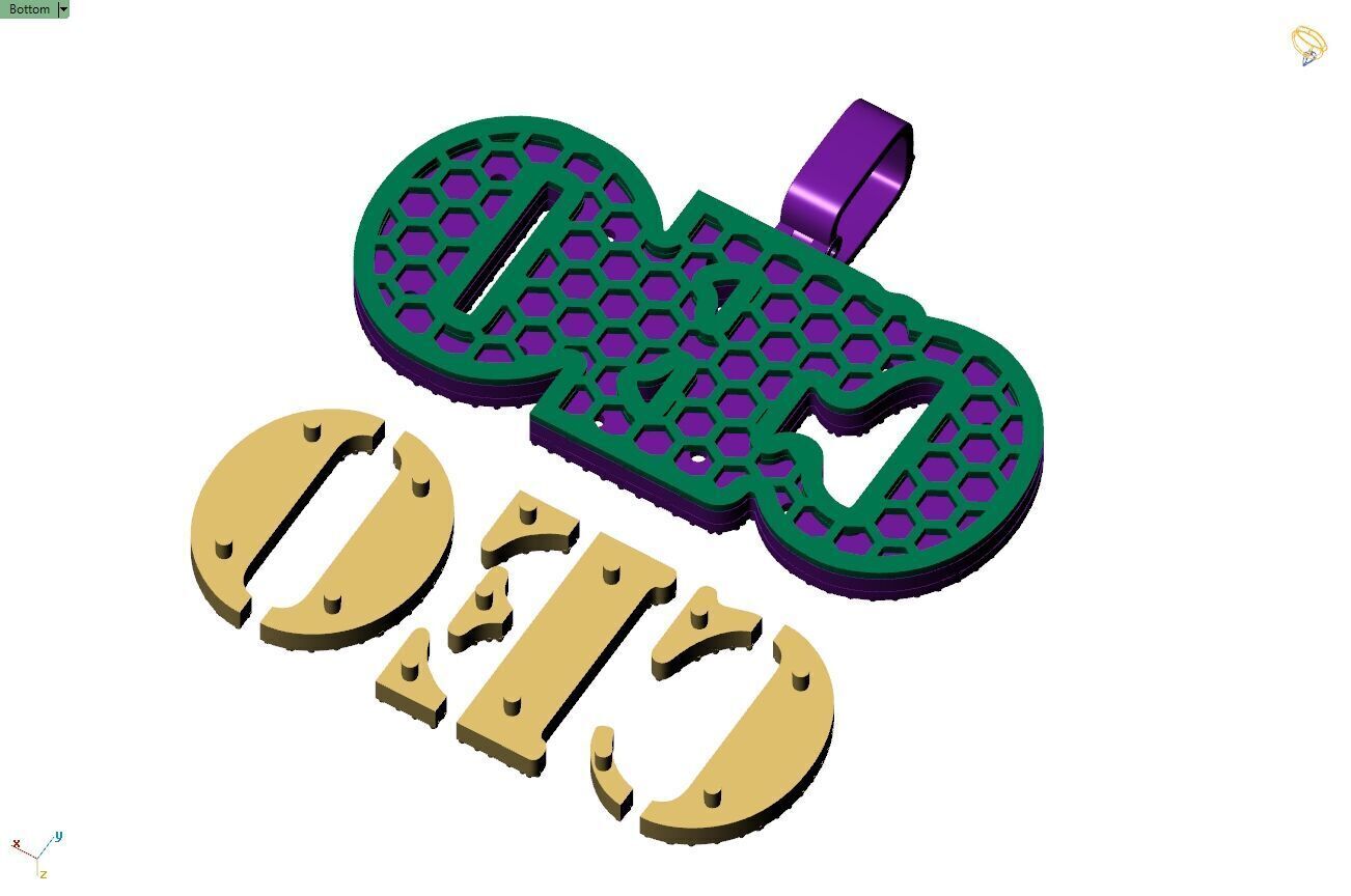 Custom CEO Name Double Layer Diamond Pendant - C E O Necklace 3D print model_10