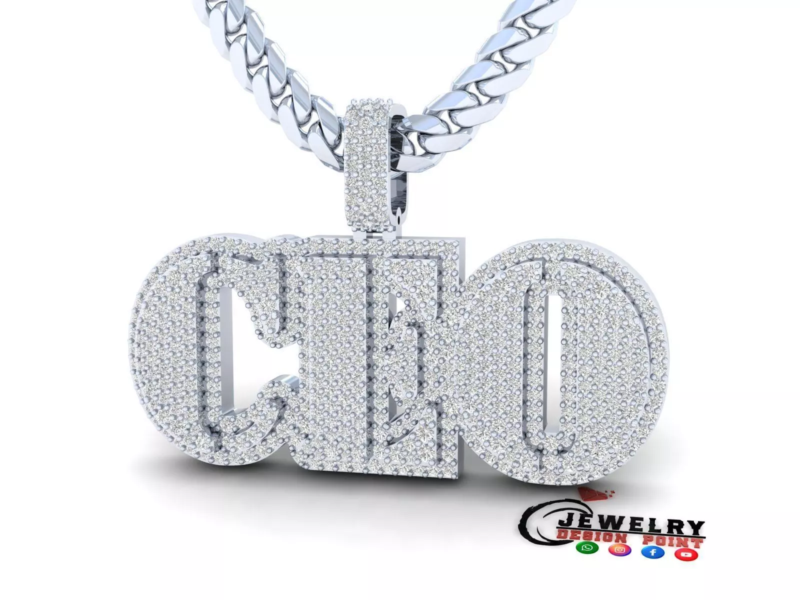 Custom CEO Name Double Layer Diamond Pendant - C E O Necklace 3D print model_0