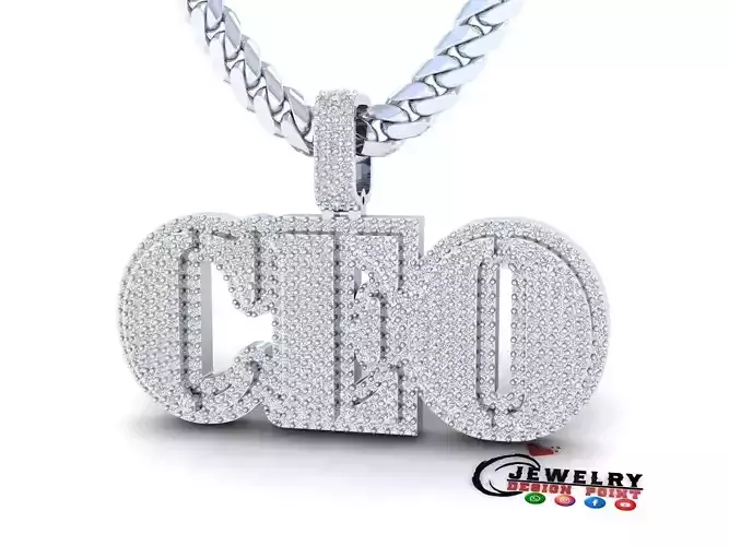Custom CEO Name Double Layer Diamond Pendant - C E O Necklace 3D print model