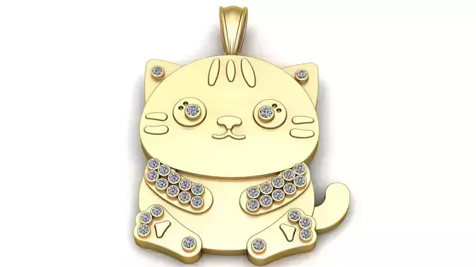 FANCY CAT DIAMOND PENDANT 3D PRINTABLE MODEL 