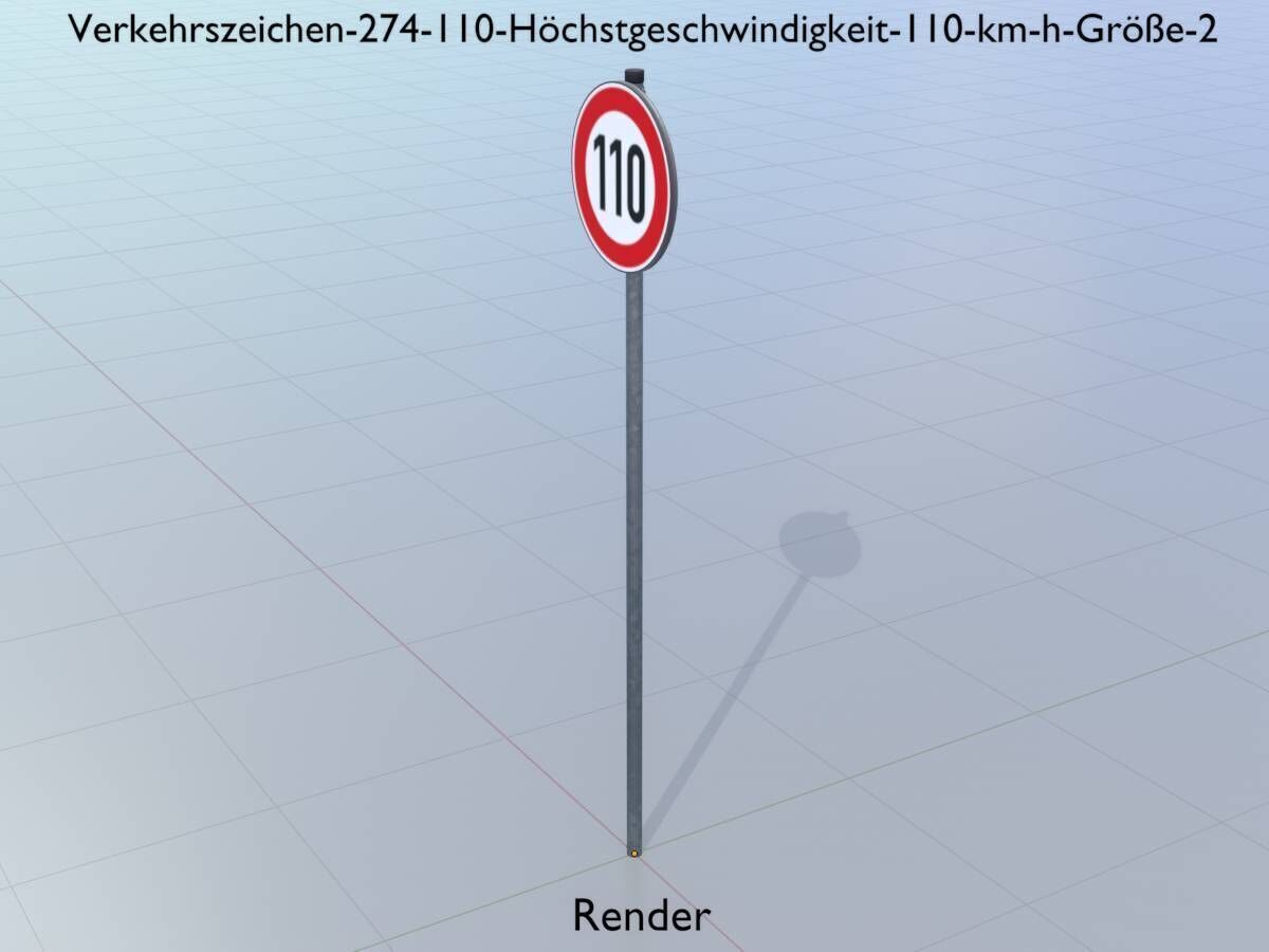 Traffic sign 274-110 Speed limit 110 km h Size-2 Low-poly 3D model_13