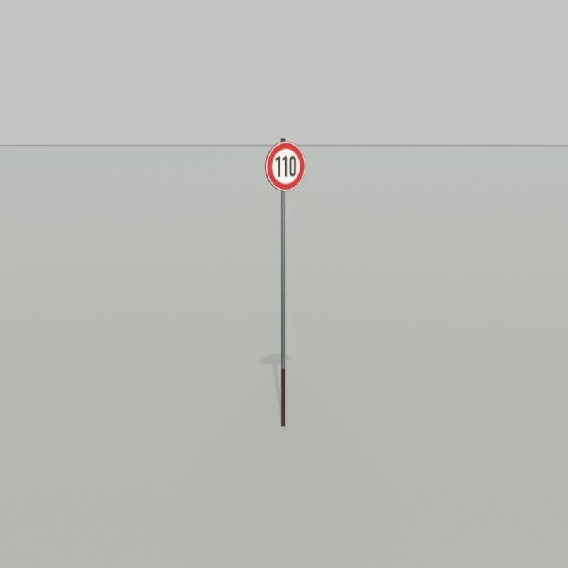 Traffic sign 274-110 Speed limit 110 km h Size-2 Low-poly 3D model_31