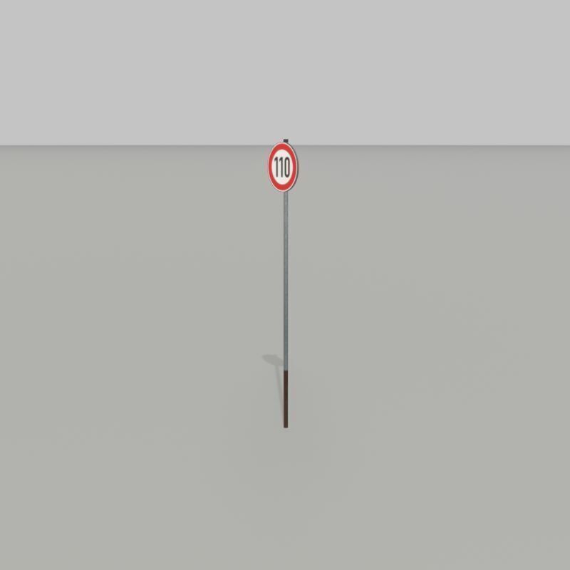 Traffic sign 274-110 Speed limit 110 km h Size-2 Low-poly 3D model_35
