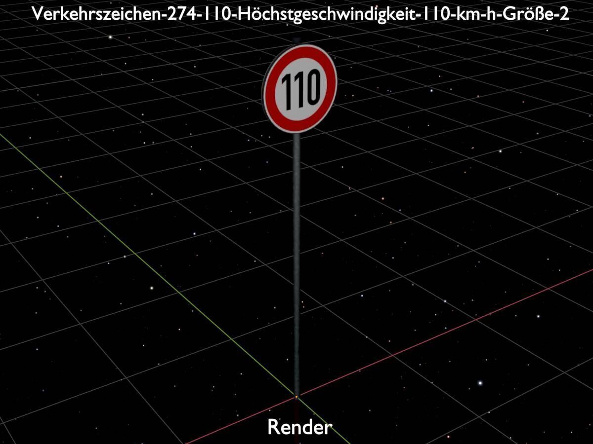 Traffic sign 274-110 Speed limit 110 km h Size-2 Low-poly 3D model_20