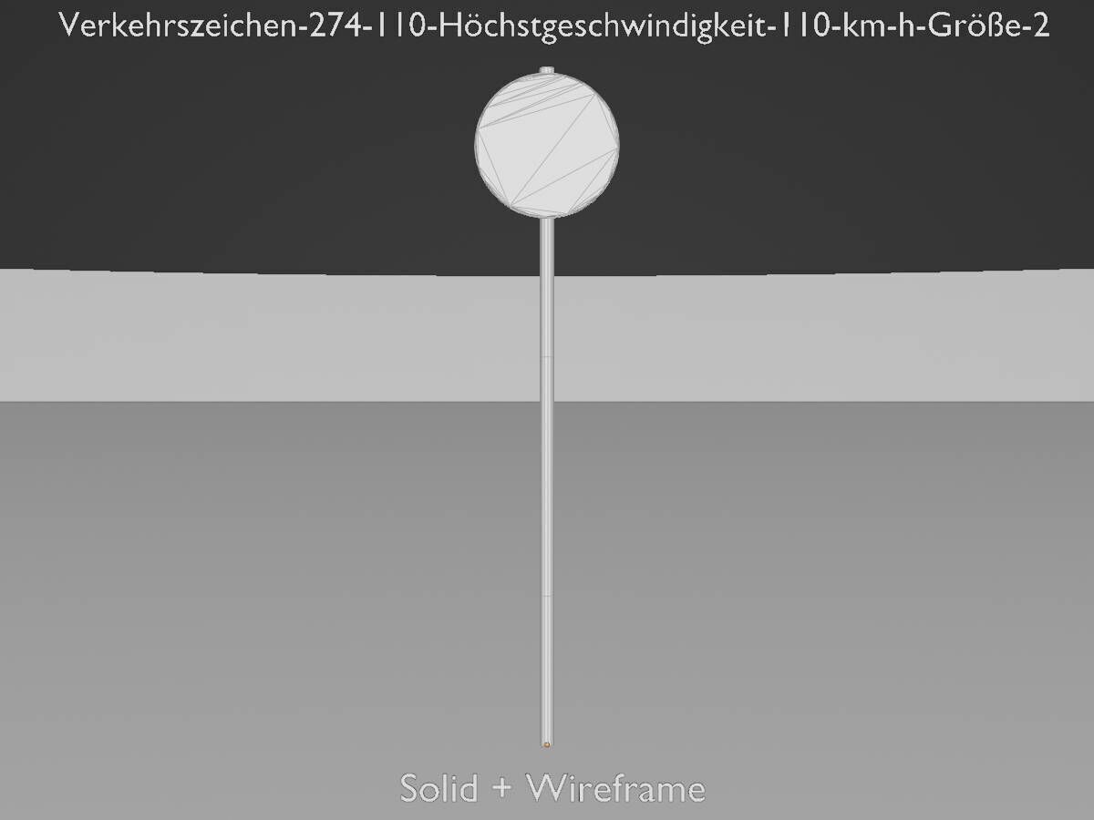 Traffic sign 274-110 Speed limit 110 km h Size-2 Low-poly 3D model_12