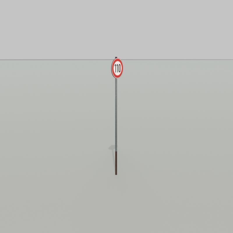 Traffic sign 274-110 Speed limit 110 km h Size-2 Low-poly 3D model_30