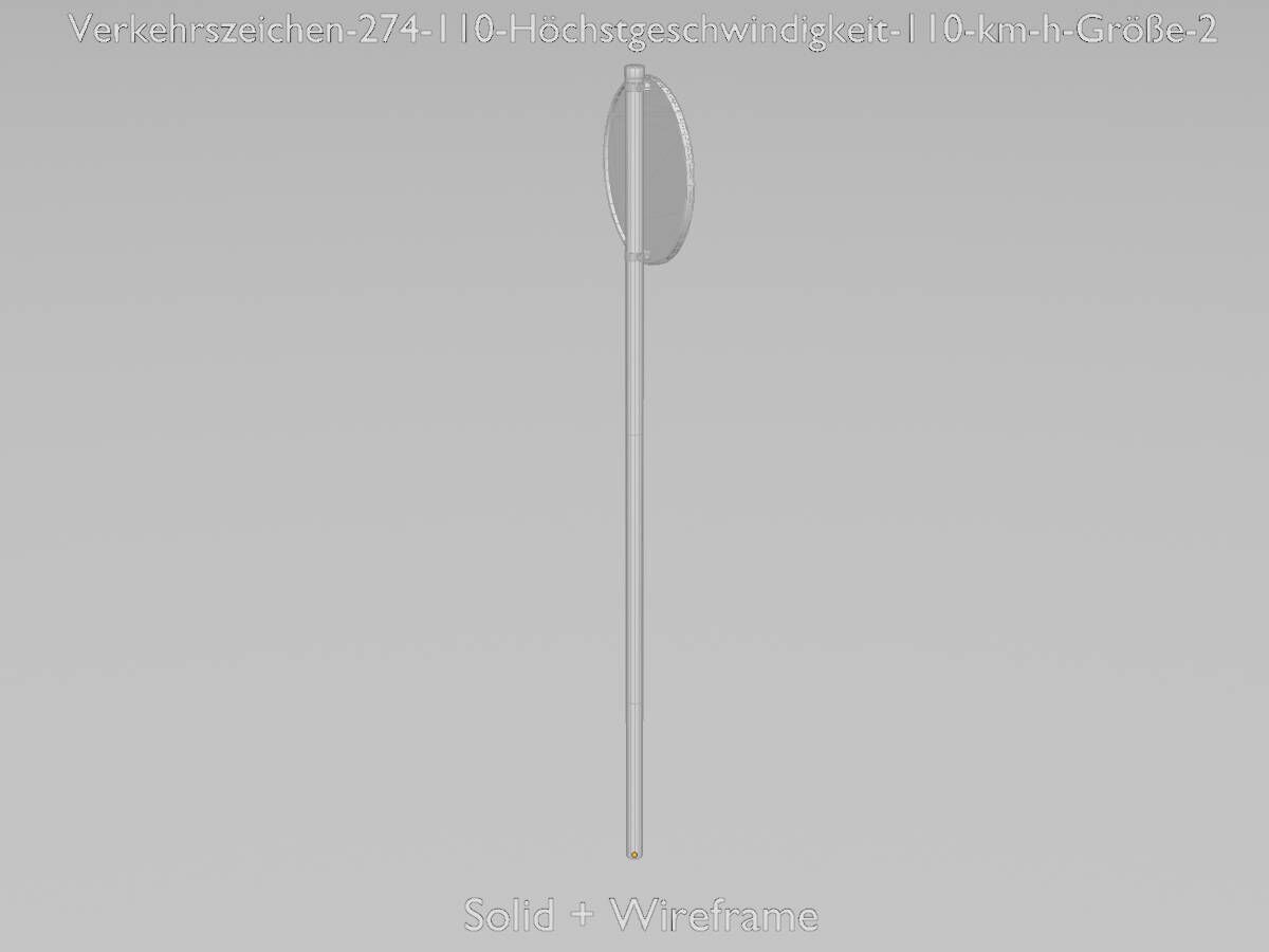 Traffic sign 274-110 Speed limit 110 km h Size-2 Low-poly 3D model_11