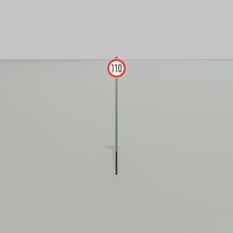 Traffic sign 274-110 Speed limit 110 km h Size-2 Low-poly 3D model_21