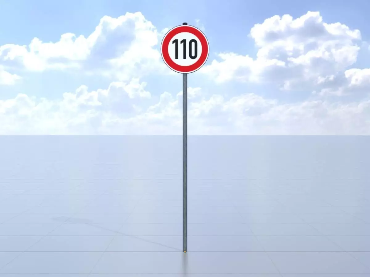 Traffic sign 274-110 Speed limit 110 km h Size-2 Low-poly 3D model_0